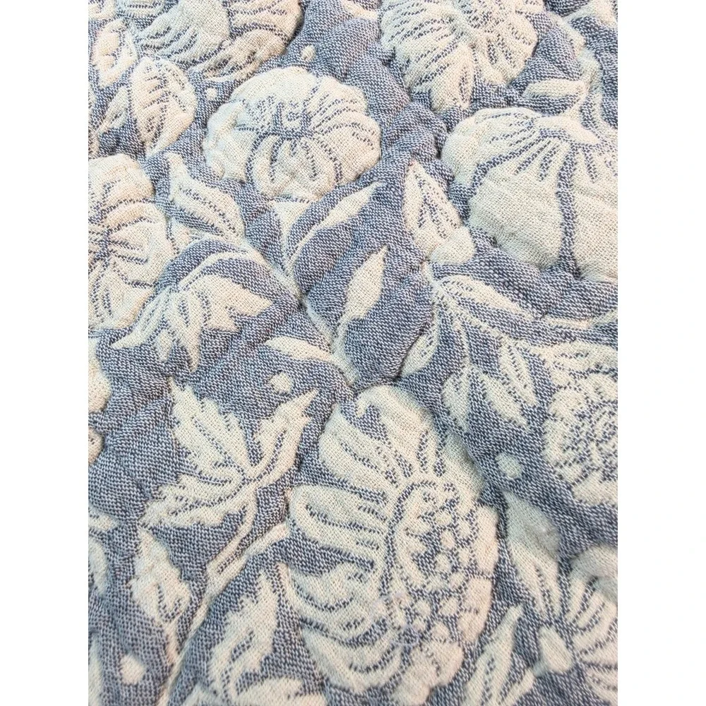 Company Store Cotton Kyla Floral Quilted Smoke Blue Cotton King Sham 21in X 27in